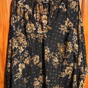 Torrid Black and Gold Floral Blouse
